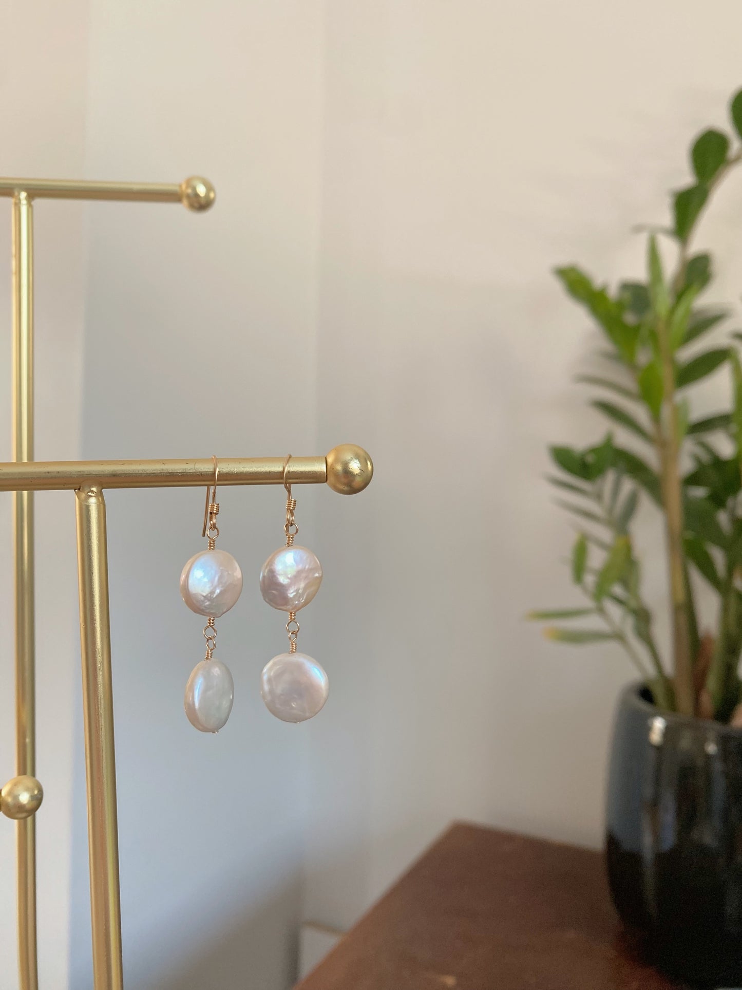 Double Coin Pearl Dangles